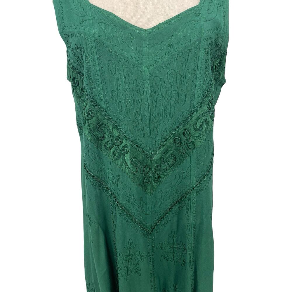 NWT Holy Clothing Dress Embroidered Green Renaissance Sleeveless Size Medium - Picture 6 of 16